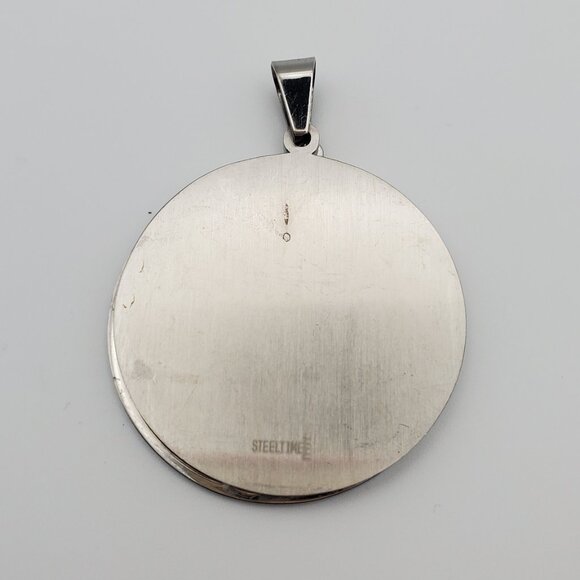 Large Mother of Pearl Clock Silver Pendant Stainless Steel Roman Numerals Sleek - Picture 4 of 7